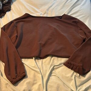 Edikted Chocolate Brown Long Sleeve Crop Top